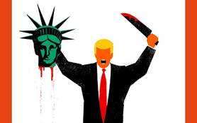 U. S. President Donald Trump is depicted beheading the Statue of Liberty in this illustration on the cover of the latest issue of German news magazine Der Spiegel